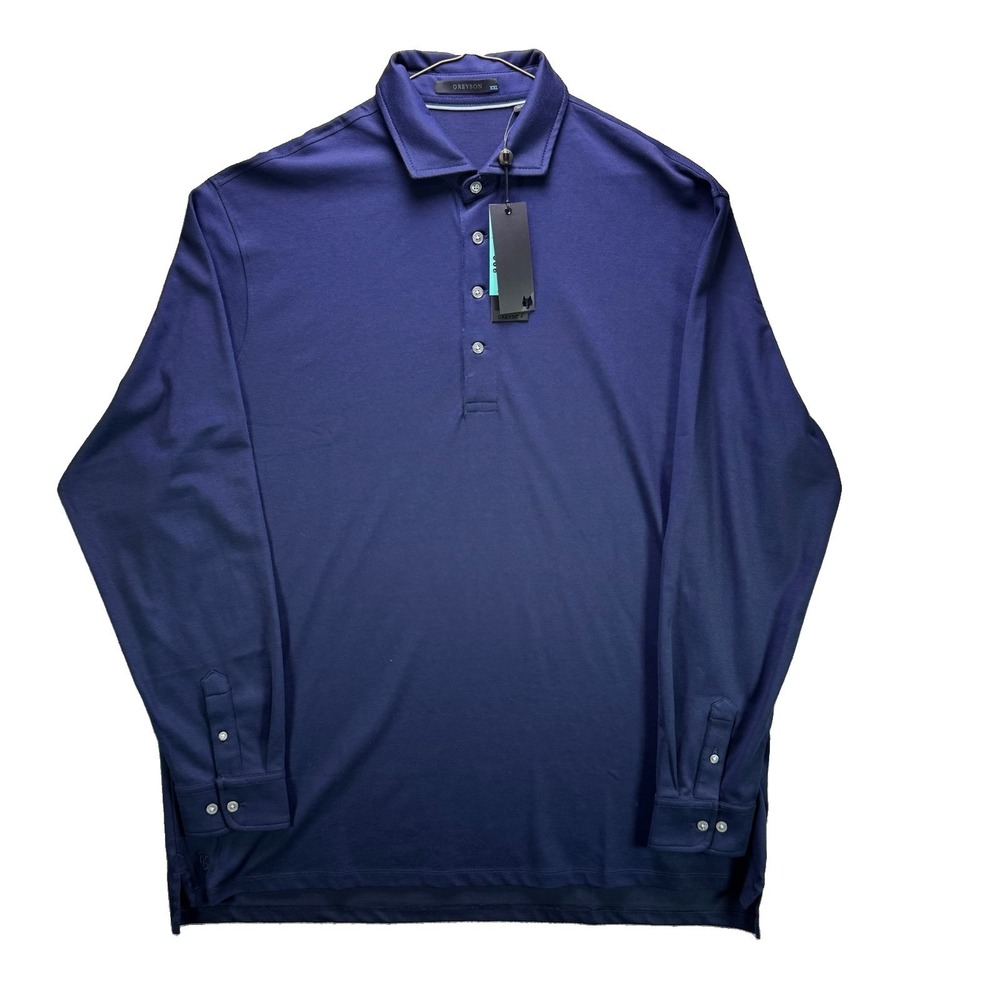 Greyson Polo Shirt Mens 2XL Maltese Blue Omaha Long Sleeve Preppy Golf NWT